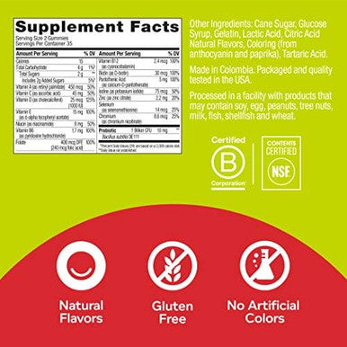 Olly Multi + Probiotic Adult Multivitamin Gummy 1 Billion Cfus Digestive And Immune Support Chewable Supplement Tropical Twist 35 Day Supply 70 Count