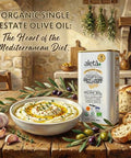 Aleta, USDA Organic Greek Extra Virgin Olive Oil, EU Certified Single Estate PDO Greece, 1 Lt (33.8 oz.) Tin, Kosher EK, Pack of 1
