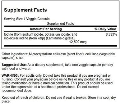 Swanson Triple Iodine Complex-Natural Supplement for Vital Thyroid Support-Promotes Metabolic Function Increased Red Blood Cell Production & Heart Health-(60 Veggie Capsules 12.5mg Each) 1 Pack