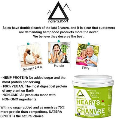 Best Hemp Hearts (1,3 kg) Natural Flavor - NATERA Quality Plant Based Hemp Seed Hearts Exceptionally Pure, Plump and Nutritious Try It