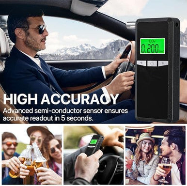 Layfitty Breathalyzer2026 Upgraded Alcohol Tester With Blue Lcd Digital DisplayPortable Alcohol Tester For Home Or Party Use With 10 Mouthpieces