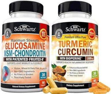 Turmeric Curcumin With Black Pepper Extract 1500Mg Complex (1 Month Supply) Plus Glucosamine Chondroitin Msm Triple Strength Joint Support Supplement (1 Month Supply)