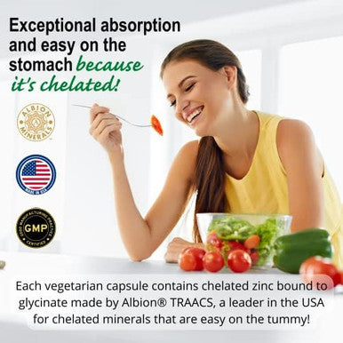 Suzy Cohen Chelated Zinc Supplements - 60 Capsules Gentle On The Stomach - Zinc Is For Healthy Cell Growth And Dna Formation - Supports Healthy Immune Function And Skin Health