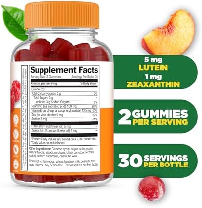 Lifeable Lutein And Zeaxanthin Gummies Great Tasting Lutein And Zeaxanthin Supplements For Eyes Vegan And Non Gmo Eye Health Gummies 60 Count