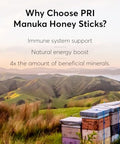 P.R.I Manuka Honey Sticks, MGO 300+, Raw New Zealand Manuka Honey, Premium SingleÃ¢â‚¬â€˜Serve OnÃ¢â‚¬â€˜theÃ¢â‚¬â€˜Go Pack, 20 Count