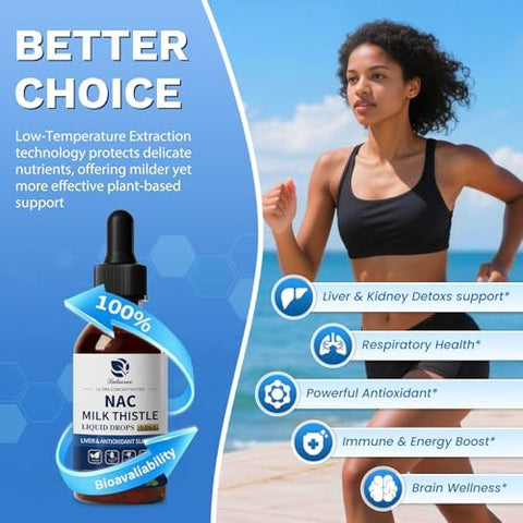 Lukaree Nac Supplement 600Mg W/Milk Thistle Liposomal Nac Nacetyllcysteine Liquid Drops W/Selenium For Liver & Lung Healthantioxidants Brain Wellness & Immune Support Ultraconcentrated 2Oz