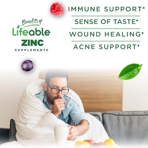 Lifeable Zinc Gummies 50Mg Great Tasting Natural Flavor Zinc Vitamins Gluten Vegetarian Gmo Zinc Chewable For Immune Support 90 Gummies