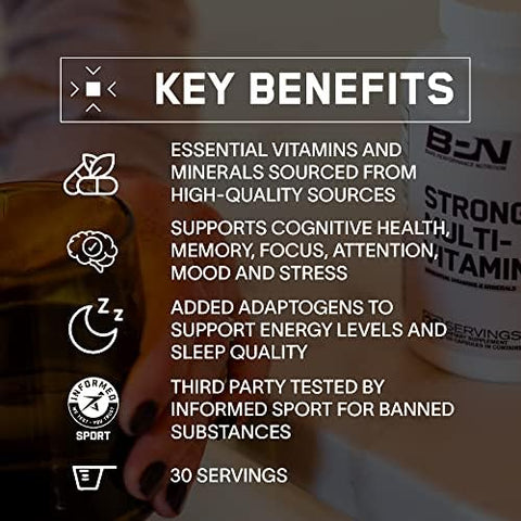 BARE PERFORMANCE NUTRITION BPN Strong MultiVitamin 30 Day Supply + Recover PostWorkout Muscle Recovery Drink Mix Fruit Punch 25 Servings Foundational Health + PostWorkout Recovery Bundle