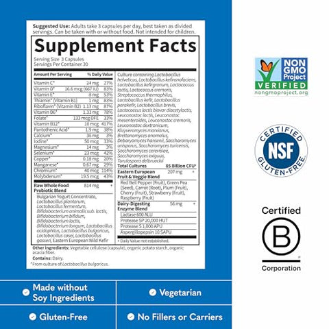 Garden Of Life Raw Probiotics Men 50 & Wiser - 85 Billion Live Cultures - Supports Immune Colon & Gut Health 90 Vegetarian Capsules