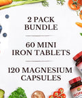 Vitalitown Magnesium Complex Supplement 500mg and 65mg Iron Supplement for Women Men for Sleep Muscle Blood Building and Energy Improvement