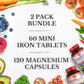 Vitalitown Magnesium Complex Supplement 500mg and 65mg Iron Supplement for Women Men for Sleep Muscle Blood Building and Energy Improvement