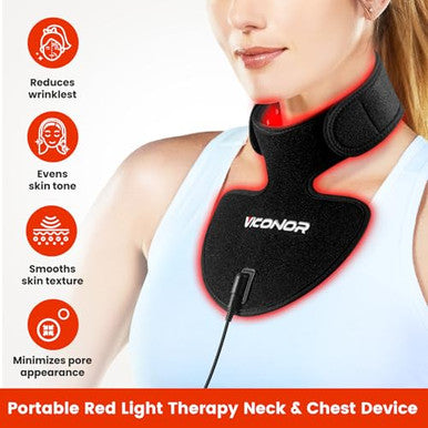 Viconor Red Light Therapy For Neck And Chest Red Light Therapy For Face And Neck Device Portable 660Nm Red Light & 850Nm Near Infrared Light Therapy For Body For Skin Tightening