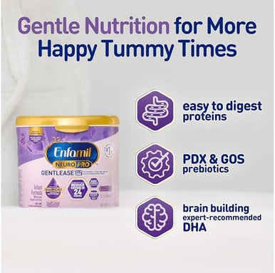 Enfamil Neuropro Gentlease Baby Formula Brain Building Dha Humo6 Immune Blend Promote Softer Stools Reusable Tub 19.5 Oz