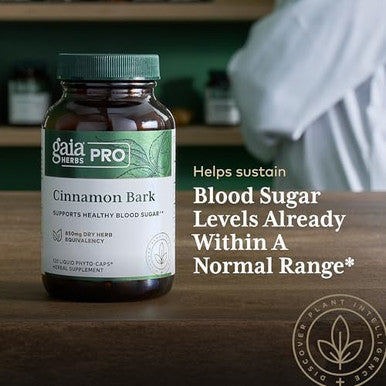 Gaia Herbs Pro Cinnamon Bark Supports A Healthy Metabolism Organic Vegan Soy & Gluten 120 Liquid Phytocaps (120 Servings)
