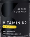 Sports Research Vitamin K2 As Mk-7 45Mcg With Coconut Mct Oil - 90 Veggie Softgels (3 Month Supply) Vegan Certified Non-Gmo Verified Gluten & Soy Free