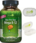Irwin Naturals Oneperday Mega B12 1500Mcg High Potency Methylcobalamin Vitamin Fast Enhanced Absorption With Mct + Asian Ginseng Natural Energy Boost 60 Liquid Softgels With Pill Case