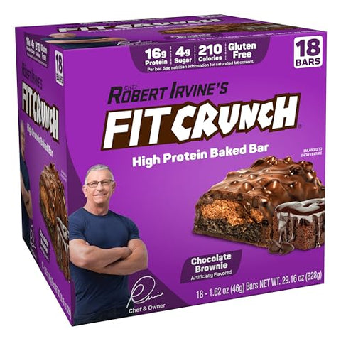 Fit Crunch Snack Size Protein Bars 6Layer Baked Bar 3G Of Sugar & Soft Cake Core (18 Bars Chocolate Chip Cookie Dough)