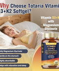 Totaria 9-In-1 Magnesium Glycinate 500Mg + Vitamin D3 5000 Iu & K2 Complex - High Absorption - Healthy Stress, Sleep, Muscle Function, Bone Health & Energy Supports Non-Gmo, Gluten- 120 Softgels