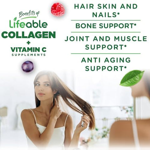 Lifeable Collagen Peptides Gummies 100Mg With Vitamin C Great Tasting Collagen Supplements Vegetarian Hair Skin And Nails Gummies Collagen Gummies For Adults Men Women 90 Gummies