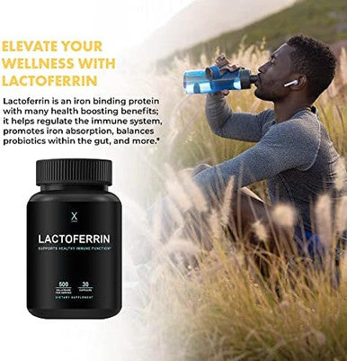 Humanx Lactoferrin 500Mg Powerful Serving Size (Gluten Non Gmo Soy Supplements) A Component In Colostrum Usa Made Supports Healthy Immunity Iron Utilization & Absorption