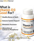 California Gold Nutrition Vitamin D3 125 Mcg (5000 Iu) 360 Fish Gelatin Softgels 5 Pack