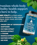 Eu Natural Vitality Cortisol Supplement Fight Fatigue, Feel Calm & Balanced Healthy Cortisol, Focused Energy, Adrenal Support Ashwagandha Supplement With Rhodiola, L-Tyrosine, Holy Basil 60 Veg Capsules