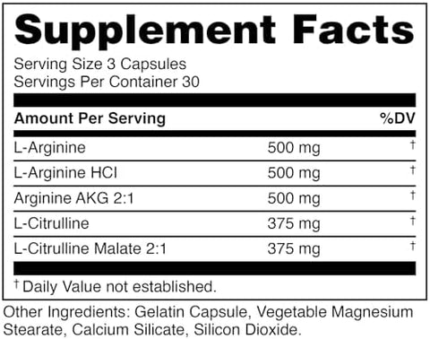 Bucked Up Nitric Oxide Booster â€“ 2250 Mg Lâ€‘Arginine & Lâ€‘Citrulline Supports Pump & Endurance 90 Capsules (30 Servings)