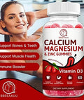 Calcium, Magnesium, Zinc & Vitamin D Gummies - 2 Pack Vitamins For Women, Men & Kids Calcium Supplements For Strong Healthy Bones, Zinc Gummies, Gluten-Free, Vegan - 120 Count