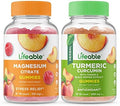 Lifeable Magnesium 85Mg + Turmeric Curcumin Gummies Bundle Great Tasting Vitamin Supplement Gluten Gmo Chewable Gummy