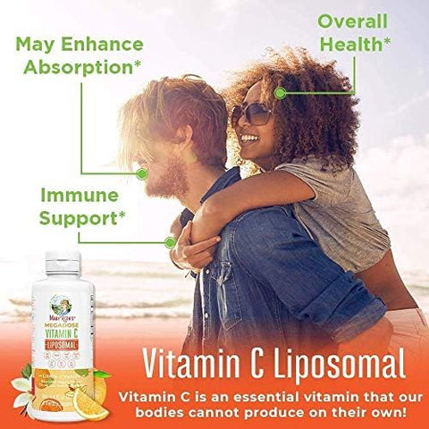 MARYRUTH'S Organics Vitamin C Gummies and Liposomal Immunity Bundle Vitamin C Chewable Gummies 60ct Megadose Vitamin C Liposomal 500mg 7.6oz Formulated for Adults and Kids Vegan Immune Support