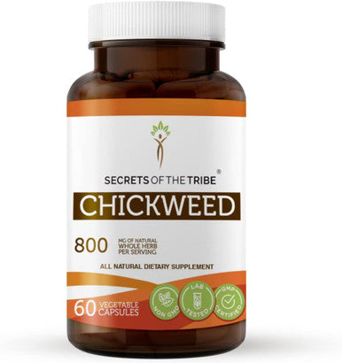 Secrets of the Tribe Chickweed 60 Capsules, 800 mg, Chickweed (Stellaria Media) Dried Herb (60 Capsules)