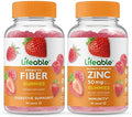 Lifeable Prebiotic Fiber 5G + Zinc 50Mg Gummies Bundle Great Tasting Vitamin Supplement Gluten Gmo Chewable Gummy