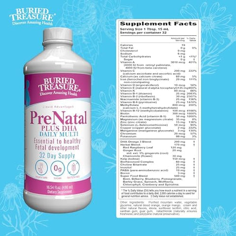 Buried Treasure Prenatal Plus Dha Complete 16 Oz Natural Dha Omega3 Iron