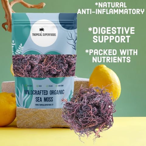 100% Wildcrafted Full Spectrum Purple Sea Moss | Irish Sea Moss | Sun dried | 92 Minerals - Makes 20 + oz of Sea Moss Gel | Full Spectrum Purple Sea Moss (4oz)