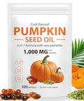 Mcukv Pumpkin Seed Oil With Saw Palmetto 1000Mg Per Serving Cold Pressed Pumpkin Seed Oil Capsules For Hair Scalp Urinary & Prostate SupportPure Virgin With Essential Fatty AcidsNon-Gmo 300Pcs
