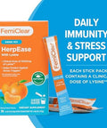 Femiclear Herpease With L-Lysine 3000Mg Dietary Supplement Drink Mix With Zinc 11Mg Vitamins A And C 900Mg Sensoril Ashwaganda 250Mg Stevia Extract 60Mg