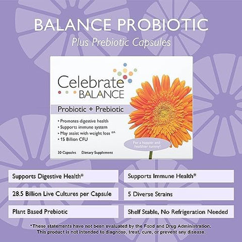 Celebrate Vitamins CelebrateONE Bariatric Multivitamin 18mg Iron and Balance Probiotic + Prebiotic Capsules Bundle Supports Digestive Health Iron Levels and Maximum Nutrient Absorption for Bariatric P