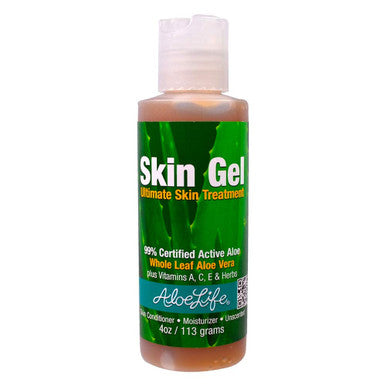 Aloe Life Skin Gel & Herbs Ultimate Skin Treatment, 99% Certified Organic Whole Leaf Aloe Vera, Vitamins C, A, & E, Head-to-Toe Skin Care Support for the Whole Family, Fragrance-Free (4 oz)
