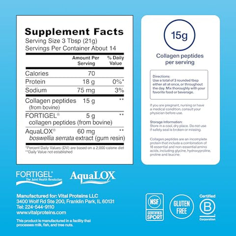 Vital Proteins Active Complex 20G Collagen Peptides Improves Joint Comfort Supports Movement & Mobility