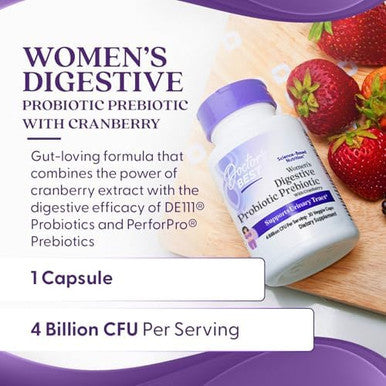 Doctor'S Best Womens Digestive Probiotic Prebiotic With Cranberry And Preforpro (4 Billion Cfu) Supports Urinary Tract Nongmo Vegan 30 Veggie Caps