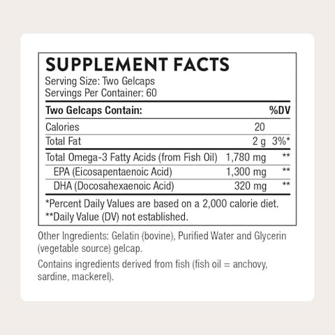 Thorne - Super Epa Pro - Omega-3 Fish Oil Supplement With Epa & Dha From Sustainably Sourced Cold-Water Fish - Promotes Blood Lipid Support - Third-Party Certified - Gluten & Dairy-Free 120 Softgels