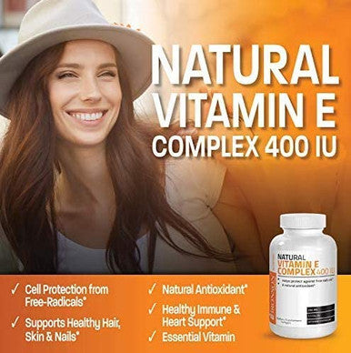 BRONSON Natural Vitamin E Complex - 400 IU - 250 Softgels