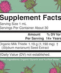 Maryruth'S Organic Milk Thistle Seed Liquid Extract Drops 1 Fl Oz 1190 Mg Milk Thistle Seed Silybum Marianum Alcohol-Free Vegan Usda Organic Non-Gmo