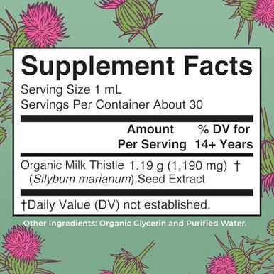 Maryruth'S Organic Milk Thistle Seed Liquid Extract Drops 1 Fl Oz 1190 Mg Milk Thistle Seed Silybum Marianum Alcohol-Free Vegan Usda Organic Non-Gmo