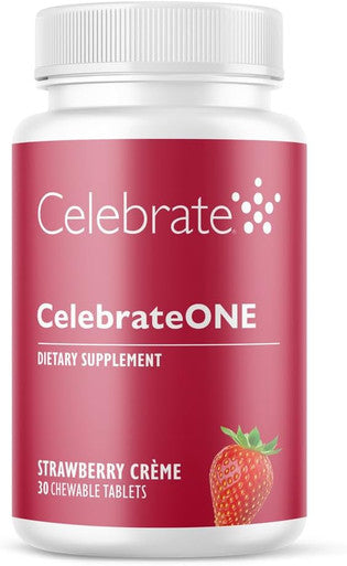 Celebrate Vitamins Celebrateone Chewables, Iron - Once Daily Bariatric Multivitamin, Essential Vitamins & Minerals - Gastric Bypass & Sleeve Gastrectomy Supplement - Strawberry Creme (30 Tablets)