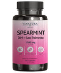 Vinatura Spearmint Leaf Capsules Supplement - 1380Mg/Serving, Enhanced With Dim & Saw Palmetto, For Unwanted Hair, Women' Health