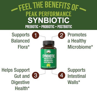 Peak Performance Synbiotic = Prebiotic + Probiotic + Postbiotic 3 In 1 Supplement With