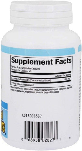 Natural Factors LLysine Supports Healthy Immune System Function 90 Vegetarian Capsules