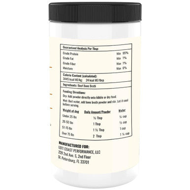Left Coast Performance Beef and Chicken Bone Broth Powder Combo for Dogs and Cats Human Grade Grass-Fed Bone Broth for Picky Eaters Supports Joints and Gut Health Dog Food Toppers