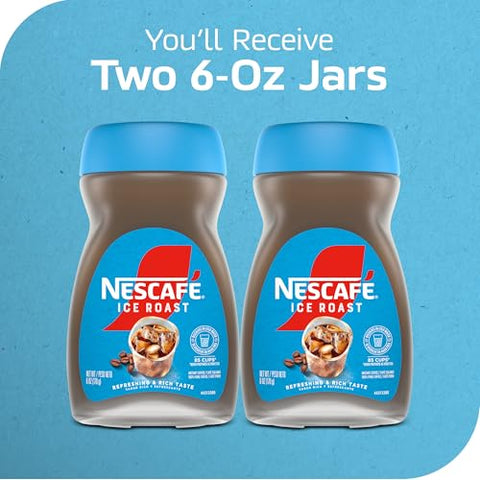 NESCAFÃƒÆ’Ã¢â‚¬Â° Ice Roast Instant Iced Coffee, 2 Jars 6 oz | Instant coffee, roasted for iced; 2 jars, 6 oz each